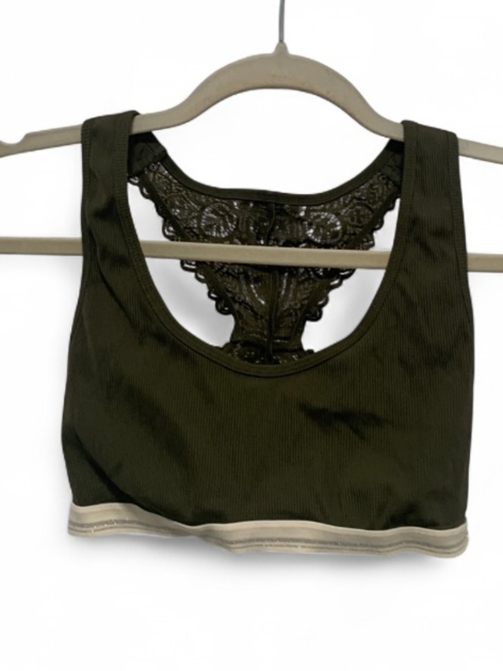Xhilaration Olive Green Lace-Back Racerback Bralette